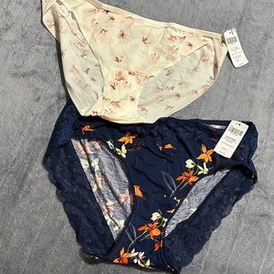 Soma Floral Lace Panty Duo - Cream and Navy